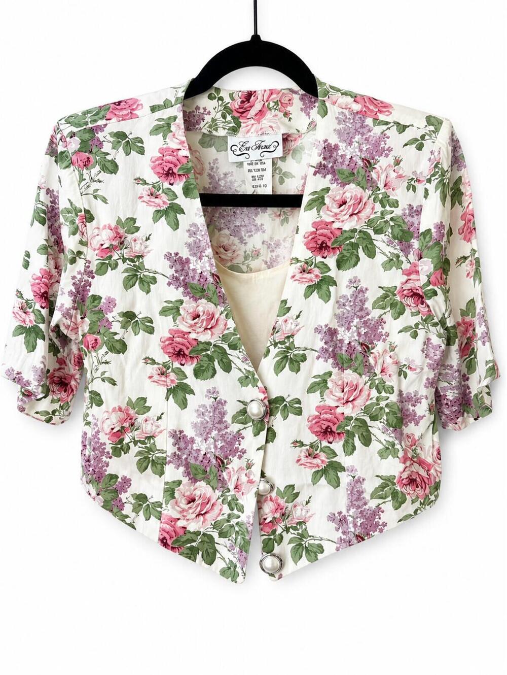 Vintage Erin Fashions Floral Top & Tank Women’s M(9/10) Cottagecore Rose Print
